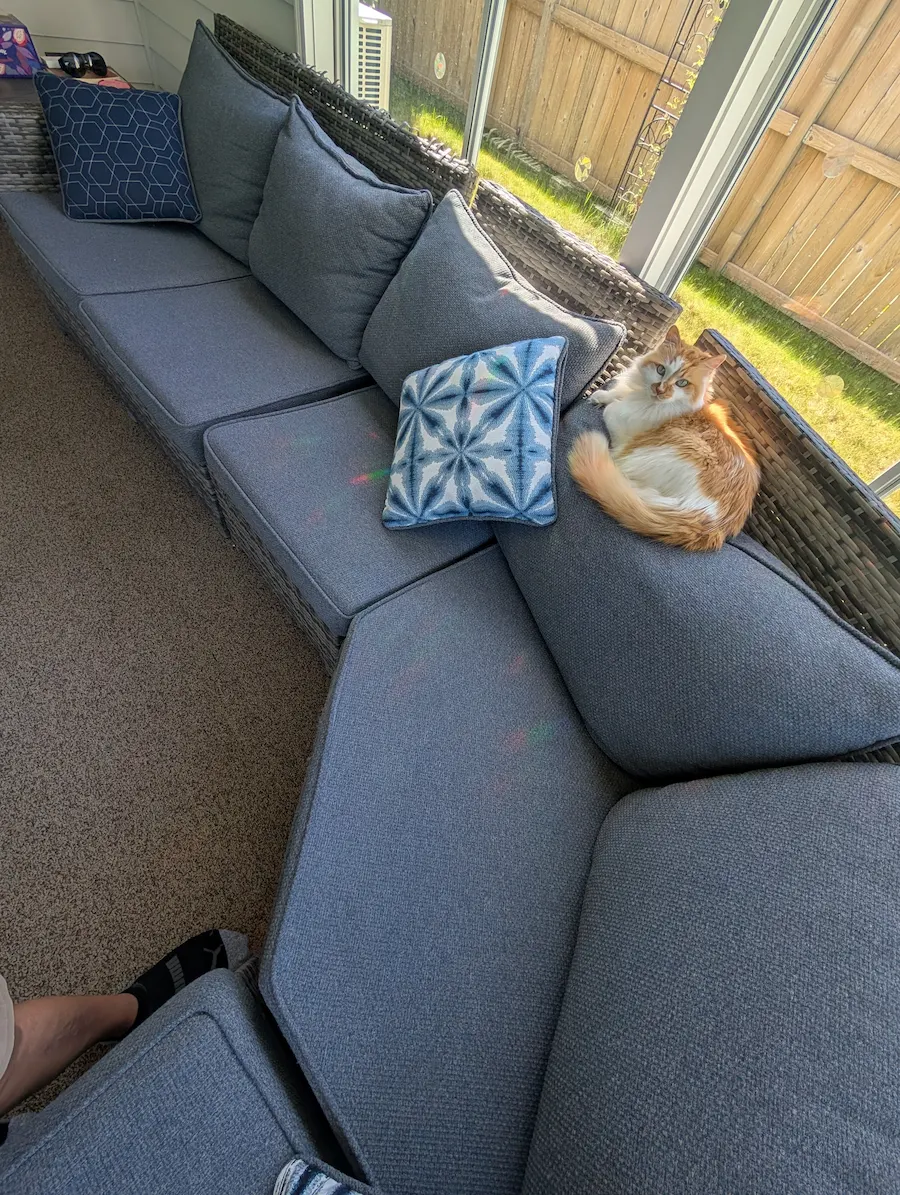 Sofa upholstery after vacuum cleaning removed dust, everyday dirt, and pet hair in Fargo, ND